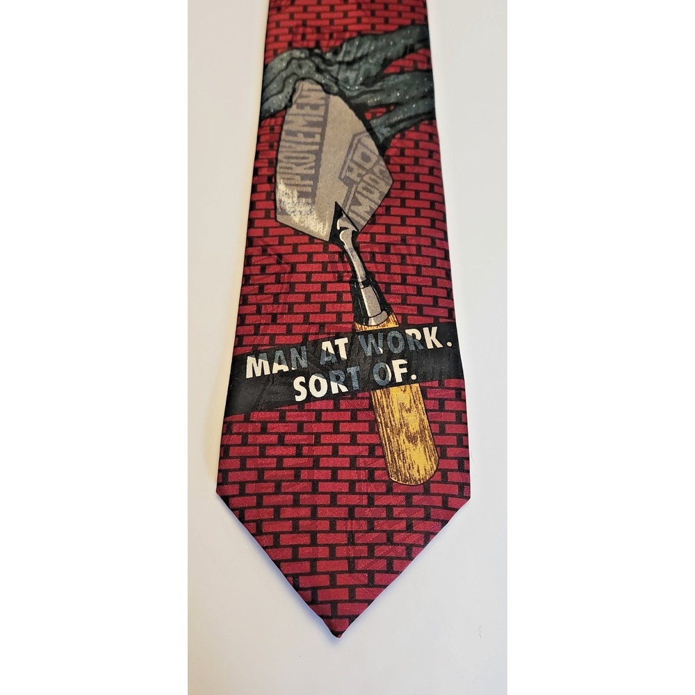 Home Improvement TV Show Tie‎ Mens Red Brick Man At Work Sort Of Trowel Novelty